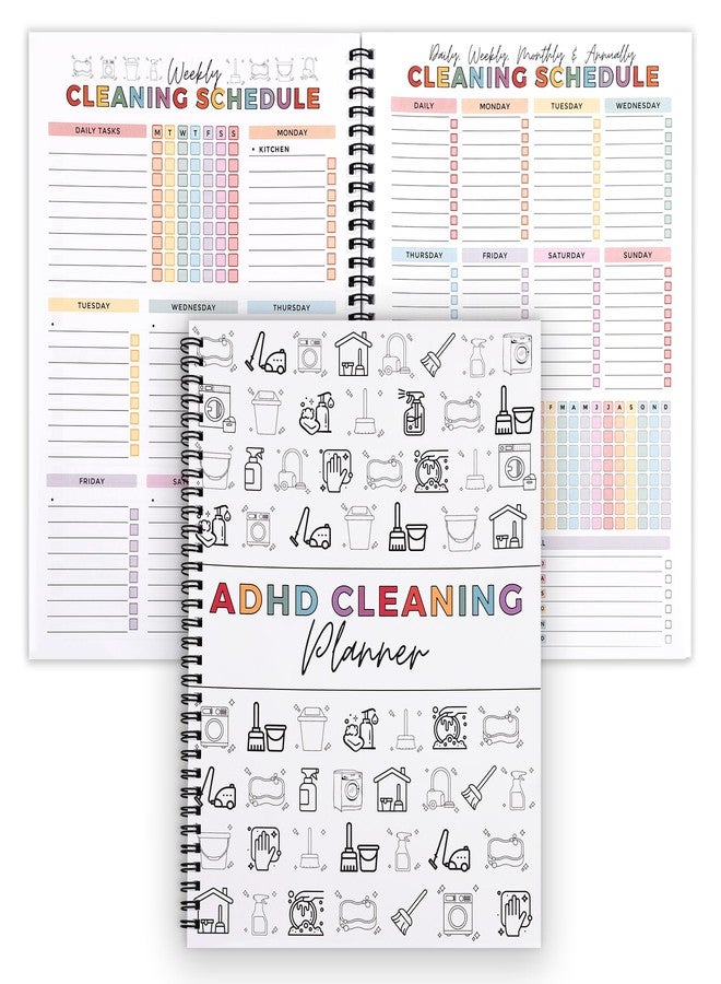 Vitalight ADHD Cleaning Planner, for Home Clean-up and Chores, Housework Schedule and Cleaning Checklist, DIY Home Cleaning Notebook, Cleaning Planner with Editable Templates - Image 1