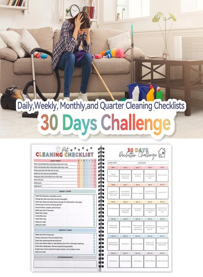 Vitalight ADHD Cleaning Planner, for Home Clean-up and Chores, Housework Schedule and Cleaning Checklist, DIY Home Cleaning Notebook, Cleaning Planner with Editable Templates - Image 4