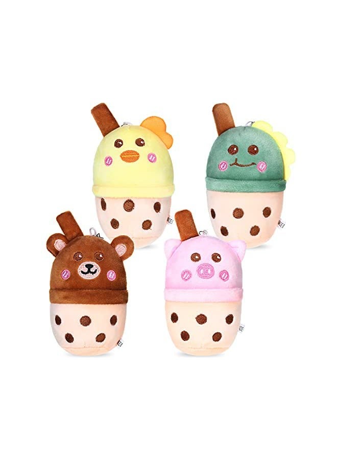 SYOSI SYOSI Boba Tea Plush Toy, 5 Inches Milk Tea Cup Mini Plush Toy Pillow for Baby, Toddler, Child, Teens (4 Pieces) - Image 1