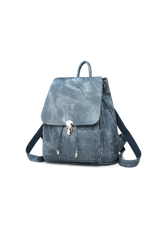 Denim Knapsack Backpack Blue - Image 2