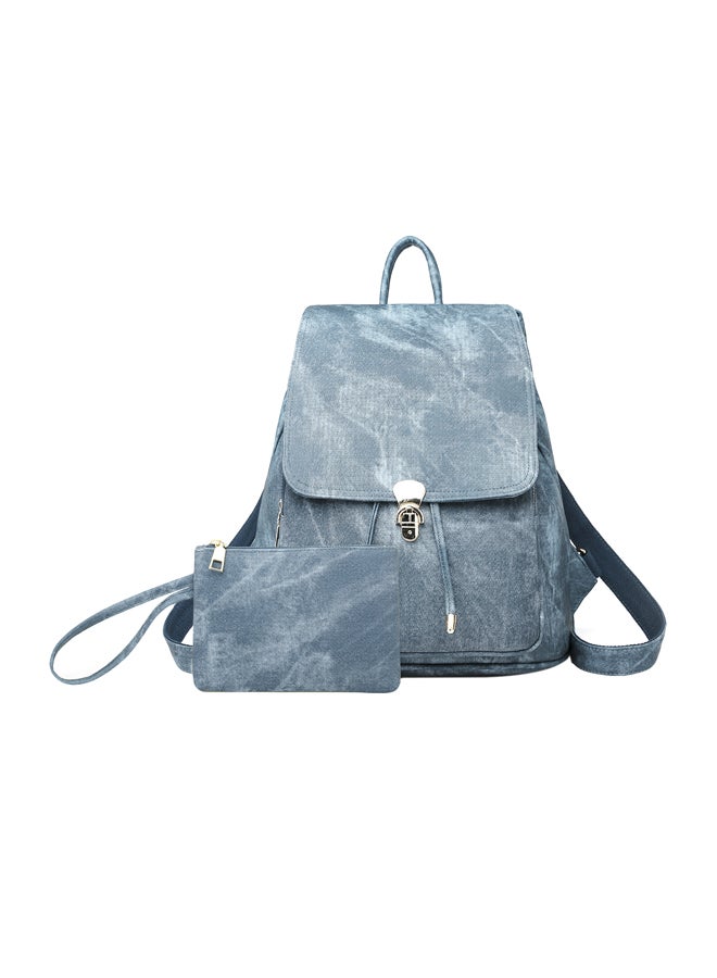 Denim Knapsack Backpack Blue - Image 1