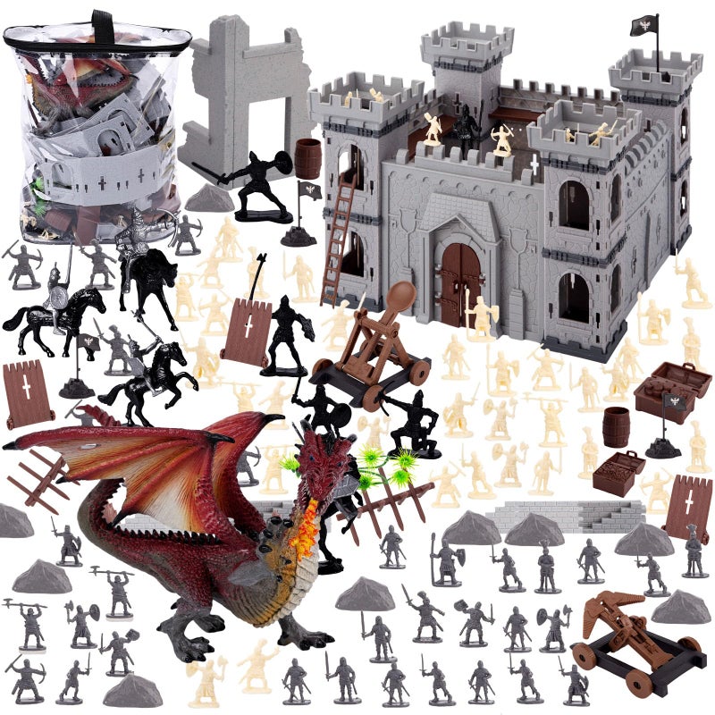 LovesTown 241PCS Medieval Dragon Toy Set Assembled Castle Toys Knight Warrior Figures Medieval Knights for Kids Birthday - Image 3