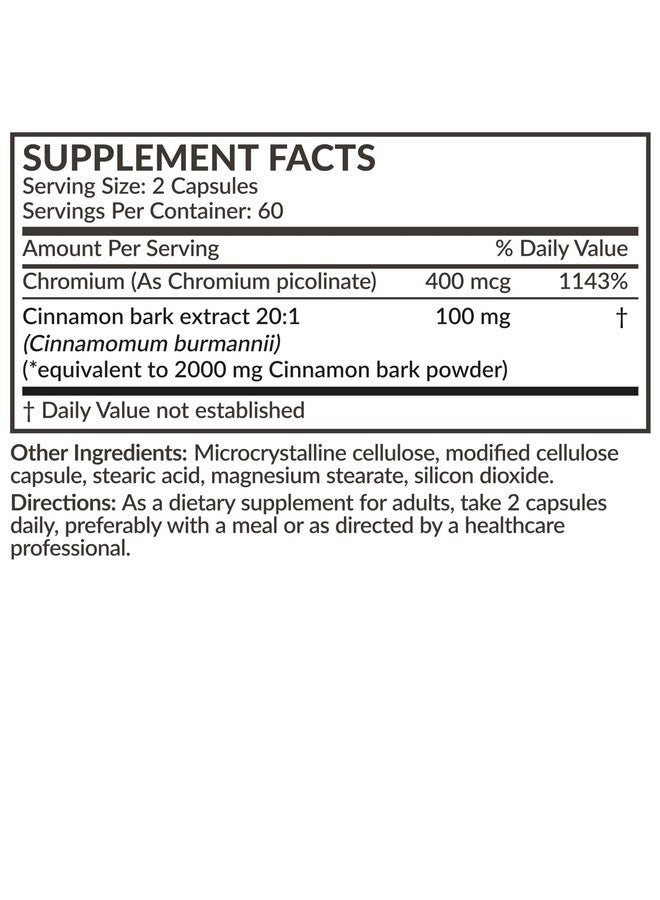 Futurebiotics مكمل فيوتشر بيوتيكس قرفة بلس كروم بيكولينات، قوة عالية من الكروم، غير معدّل وراثيًا، 120 كبسولة نباتية - Image 4