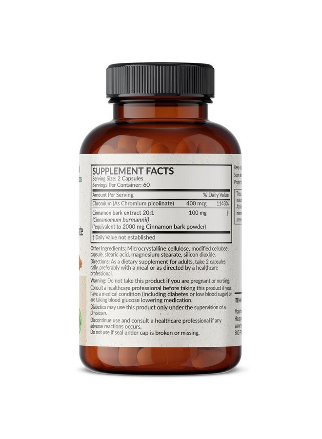 Futurebiotics مكمل فيوتشر بيوتيكس قرفة بلس كروم بيكولينات، قوة عالية من الكروم، غير معدّل وراثيًا، 120 كبسولة نباتية - Image 2