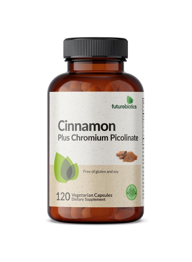 Futurebiotics مكمل فيوتشر بيوتيكس قرفة بلس كروم بيكولينات، قوة عالية من الكروم، غير معدّل وراثيًا، 120 كبسولة نباتية - Image 1