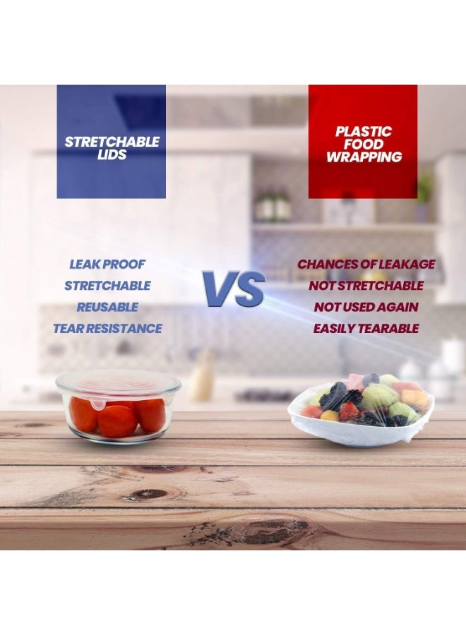 CAZADORA Silicone Stretch Lids - 12 Pack Reusable Food Covers for Containers, Bowls & Dishes - Eco-Friendly, Non-Toxic, Microwave-Safe Silicone Lids - Expandable, Airtight & Flexible, Perfect Alternative to Cling Film - Multi-Size, Fits All Shapes - Durable Kitchen Essential for Storing Food, Keeping Meals Fresh, Reducing Waste, Promoting Sustainable Living, Easy to Clean, Safe for Families, Space-Saving, Heat-Resistant & Flexible Silicone Covers for Home Cooking, Meal Prep & Food Storage - Image 4