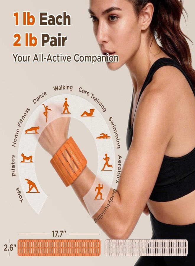 VOGOGE Magnetic Ankle Weights for Women Men Set of 2 (1 lb Each) Adjustable Wrist Weights for Pilates, Yoga, Workout and Daily Training, Orange & Starlight - Image 4