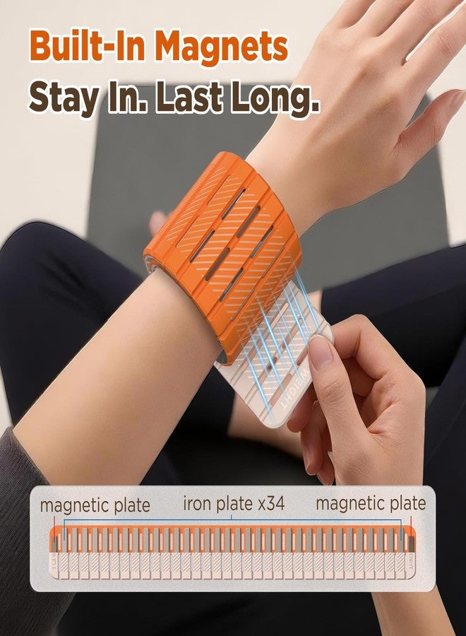 VOGOGE Magnetic Ankle Weights for Women Men Set of 2 (1 lb Each) Adjustable Wrist Weights for Pilates, Yoga, Workout and Daily Training, Orange & Starlight - Image 2