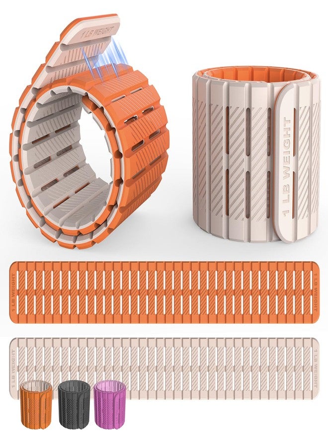 VOGOGE Magnetic Ankle Weights for Women Men Set of 2 (1 lb Each) Adjustable Wrist Weights for Pilates, Yoga, Workout and Daily Training, Orange & Starlight - Image 1