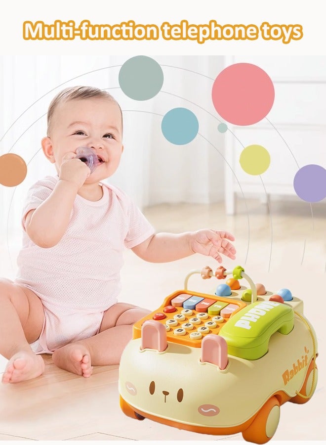 Multifunctional telephone toy Early childhood telephone car toy Children's music telephone toy Early childhood music story machine Children's pull-cart toy Educational enlightenment  - Image 1