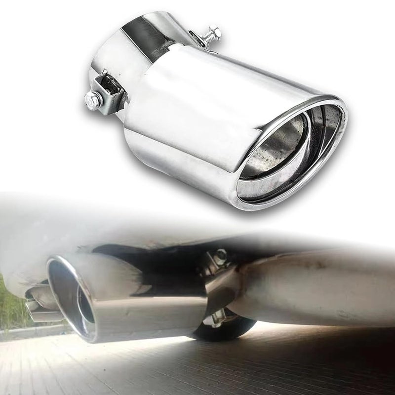 RBOKO Car Exhaust Tip Stainless Steel, 2.5" to 3.3" Adjustable Car Decoration Chrome Plated Finish Exhaust Tailpipe Tip Bolt/Clamp On Design Car Universal Exhaust Tip (Silver 2#) - Image 1