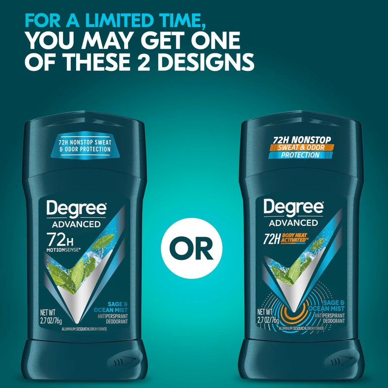 Degree Men Antiperspirant Deodorant Sage & Ocean Mist 72-Hour Sweat and Odor Protection Antiperspirant For Men With Body Heat Activated Technology 2.7 oz - Image 2