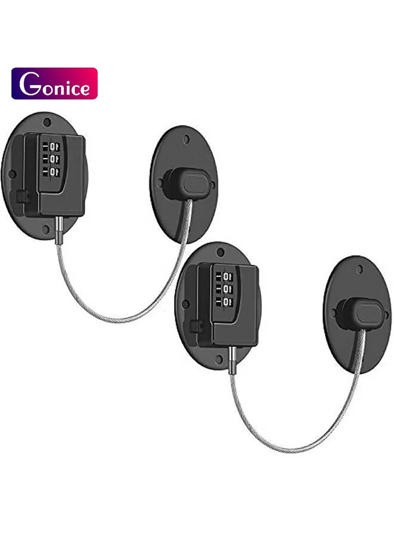 Gonice 2 Pack Refrigerator Lock - Heavy Duty Combination Fridge Lock, Child Proof Cabinet Locks(Black) - Image 1