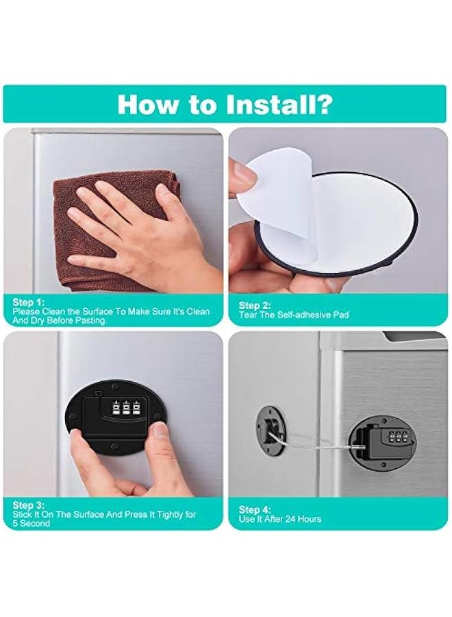 Gonice 2 Pack Refrigerator Lock - Heavy Duty Combination Fridge Lock, Child Proof Cabinet Locks(Black) - Image 3