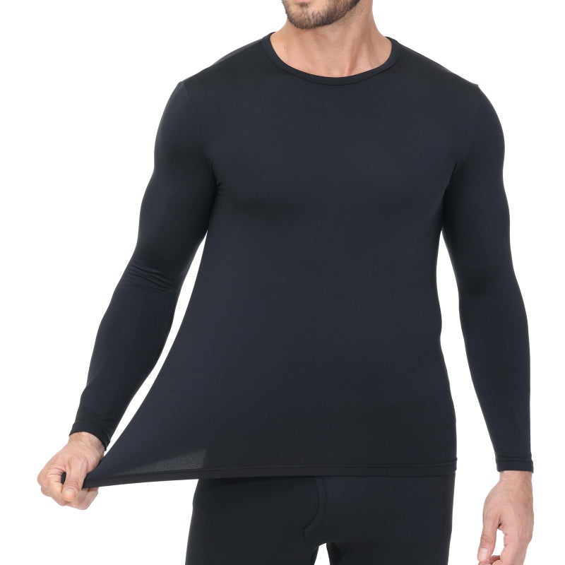 Blaosn Thermal Underwear for Men Long Johns Base Layer Fleece Lined Thermals Top and Bottom set 2 Piece Pajamas Lounge Wear Shirt Leggings Pants Warmers Cold Weather Winter Clothes 28" Black M - Image 4