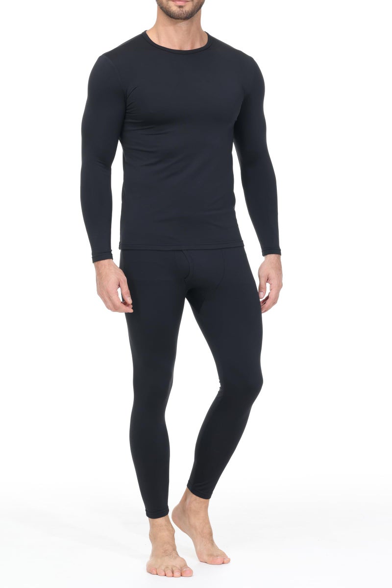 Blaosn Thermal Underwear for Men Long Johns Base Layer Fleece Lined Thermals Top and Bottom set 2 Piece Pajamas Lounge Wear Shirt Leggings Pants Warmers Cold Weather Winter Clothes 28" Black M - Image 2