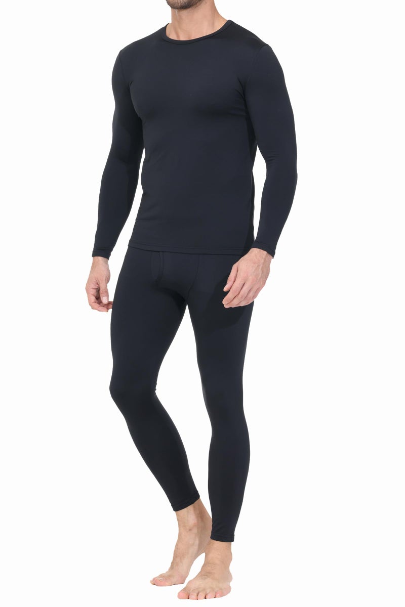 Blaosn Thermal Underwear for Men Long Johns Base Layer Fleece Lined Thermals Top and Bottom set 2 Piece Pajamas Lounge Wear Shirt Leggings Pants Warmers Cold Weather Winter Clothes 28" Black M - Image 1