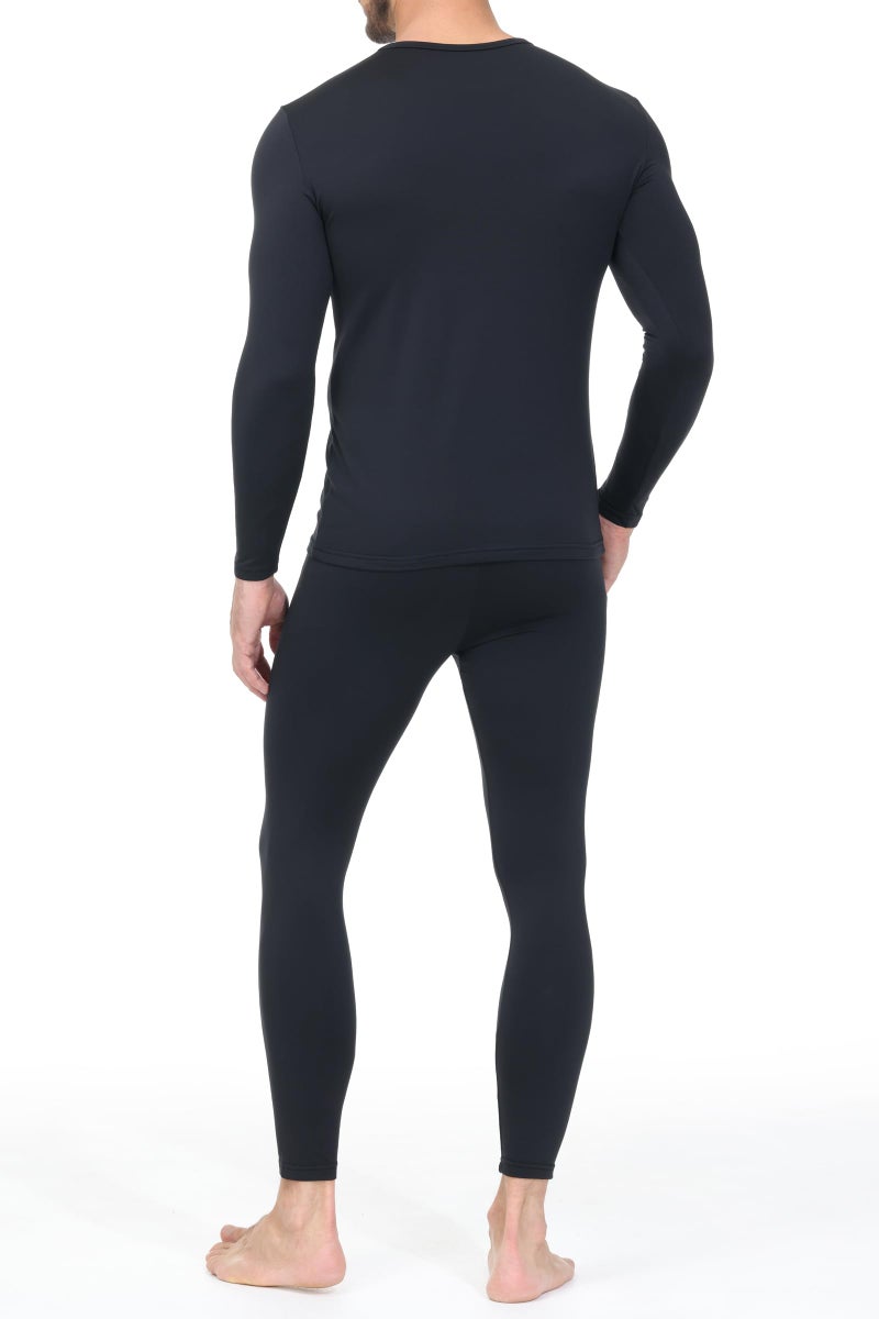 Blaosn Thermal Underwear for Men Long Johns Base Layer Fleece Lined Thermals Top and Bottom set 2 Piece Pajamas Lounge Wear Shirt Leggings Pants Warmers Cold Weather Winter Clothes 28" Black M - Image 3