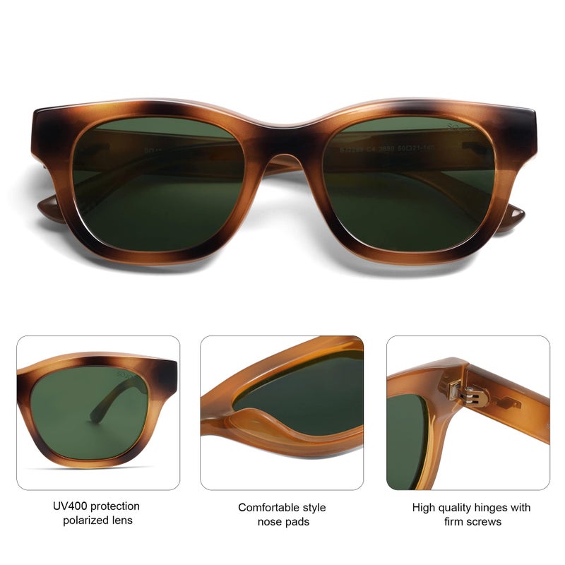 SOJOS Polarized Sunglasses womens men Trendy Small Designer Shades SJ2289,Green - Image 3