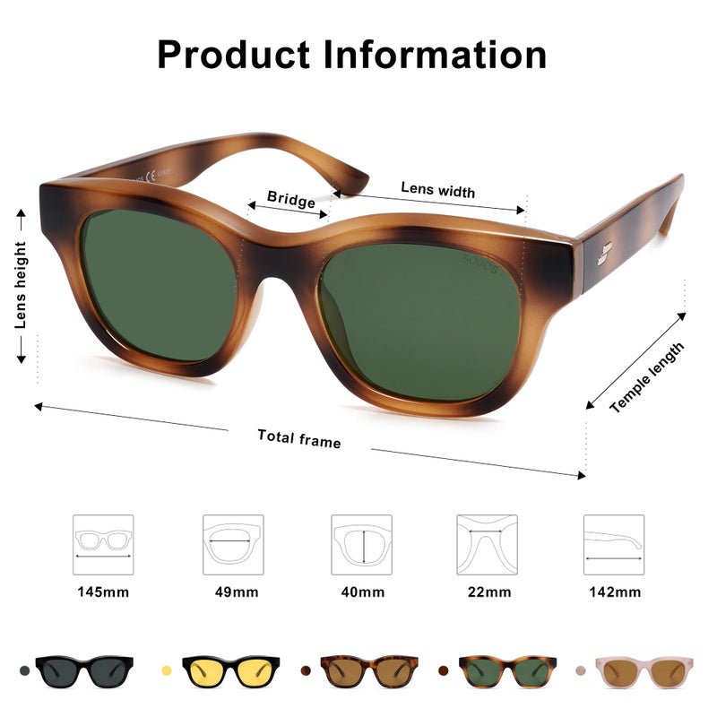 SOJOS Polarized Sunglasses womens men Trendy Small Designer Shades SJ2289,Green - Image 4
