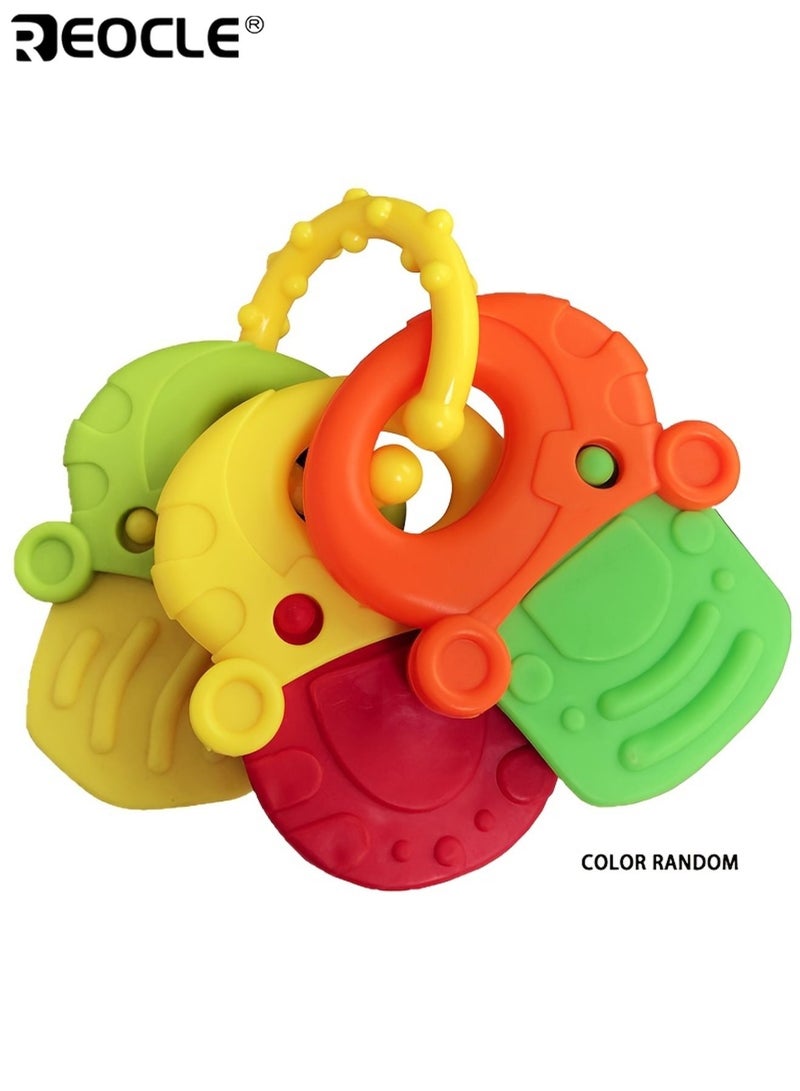REOCLE 4pcs Infant's Fruit Shape Teething Gum Young Children Silicone Teething Gum Grinding Teeth and Fixing Teeth Device Rattle Teething Gum Easy Grip Design - Image 3