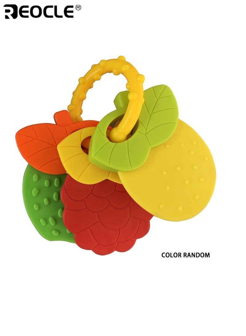 REOCLE 4pcs Infant's Fruit Shape Teething Gum Young Children Silicone Teething Gum Grinding Teeth and Fixing Teeth Device Rattle Teething Gum Easy Grip Design - Image 4