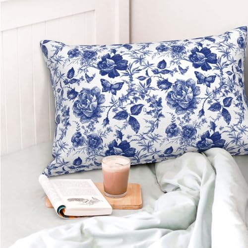 Nezweld Blue and White Porcelain Floral Butterfly Pillow Cover 12x20 Set of 2,Vintage Chinoiserie Throw Pillow Covers Farmhouse Pillow Cushion Case for Couch Living Bedroom Sofa Modern Home Decor - Image 4