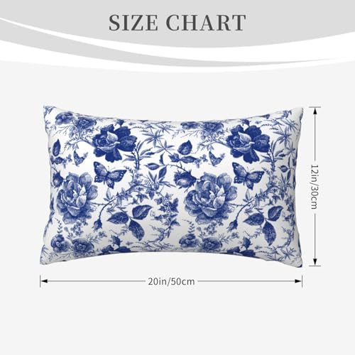 Nezweld Blue and White Porcelain Floral Butterfly Pillow Cover 12x20 Set of 2,Vintage Chinoiserie Throw Pillow Covers Farmhouse Pillow Cushion Case for Couch Living Bedroom Sofa Modern Home Decor - Image 2