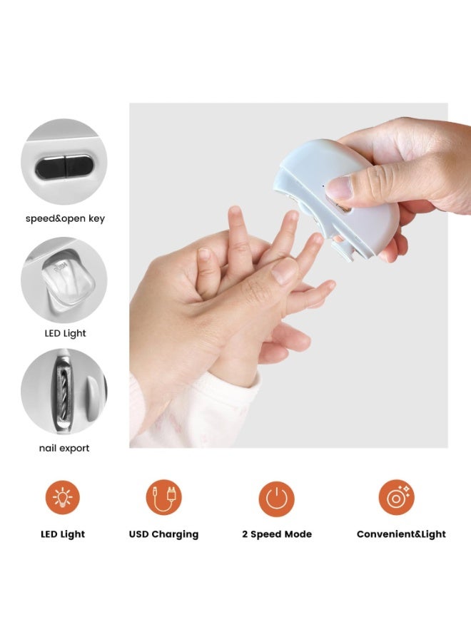 MUNTAQI 2 in 1 Electric Nail Clipper with Nail File – Safe Automatic Nail Trimmer for Adults, Kids, Seniors & Babies – Rechargeable, Low Noise, One-Button Operation, LED Light, Portable Nail Care Kit - Image 5