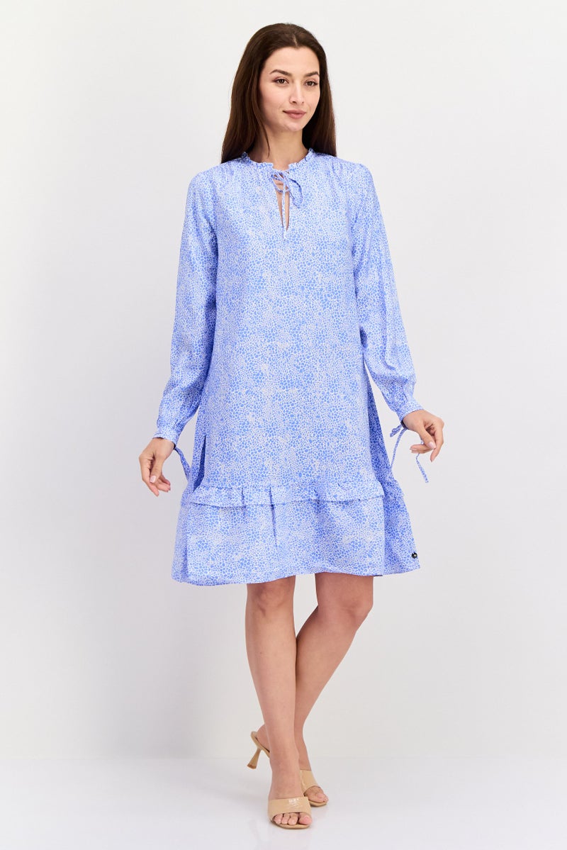 Scotch & Soda Women Allover Print Mini Dress, Blue - Image 1