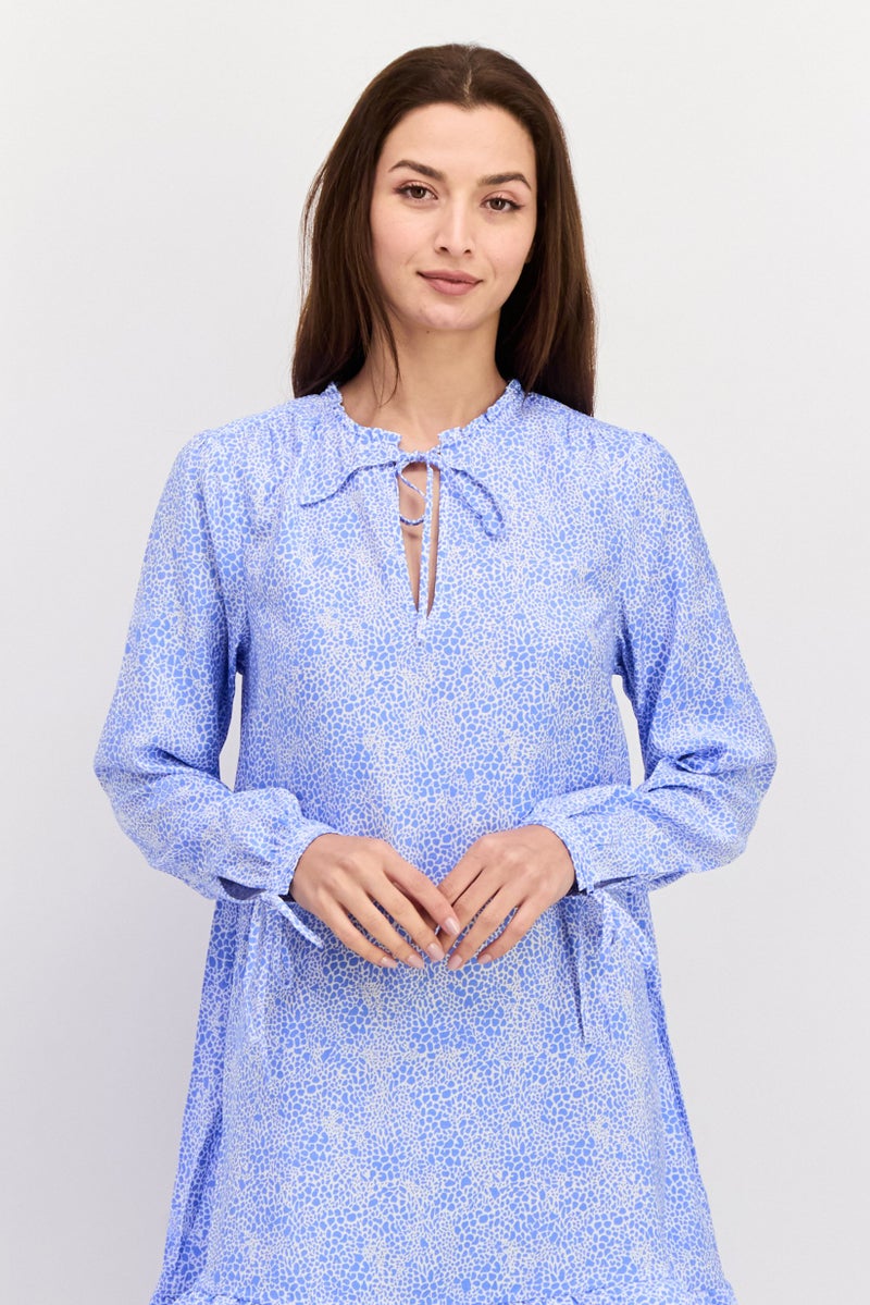 Scotch & Soda Women Allover Print Mini Dress, Blue - Image 3