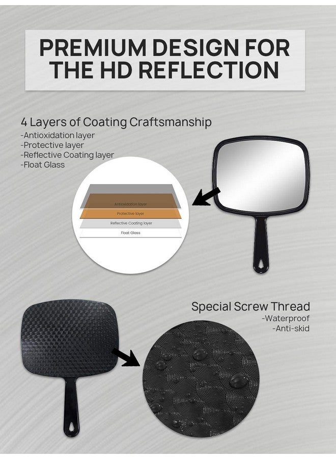 OMIRO Hand Mirror All Black Handheld Mirror With Handle 6.6 W X 9.3 L - Image 5