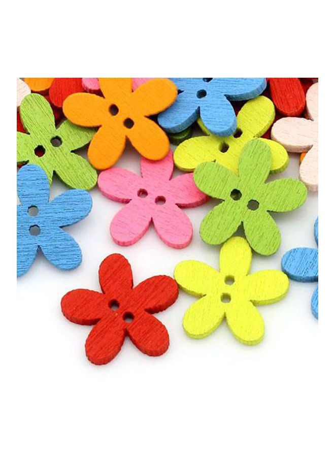 NIBEMINENT 50Pcs Flower Wooden Button Needlework Sewing Scrapbooking Cards Craft DIY Decor Random Color 20*10*20cm - Image 2