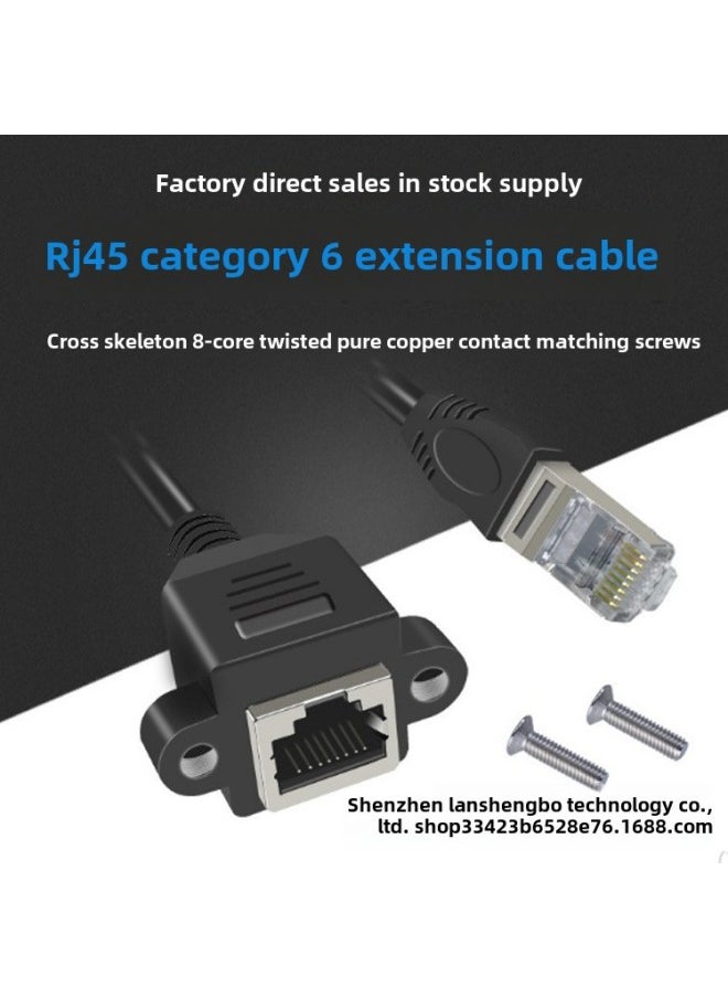 Generic RJ45 Network Cable Extension Cable Category 6 Gigabit Network Extension Cable With Ear Screw Hole Rj45 Male And Female Extension Cable-Line Length:0.3m  - Image 1
