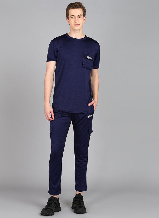 PREEN Navy Blue Round Neck T-Shirt and Trousers Co-Ords - Image 1