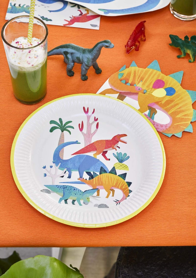 Talking Tables Dinosaur Napkins Birthday Party Table Decorations, Pack of 16, 13" x 10",, Orange - Image 3