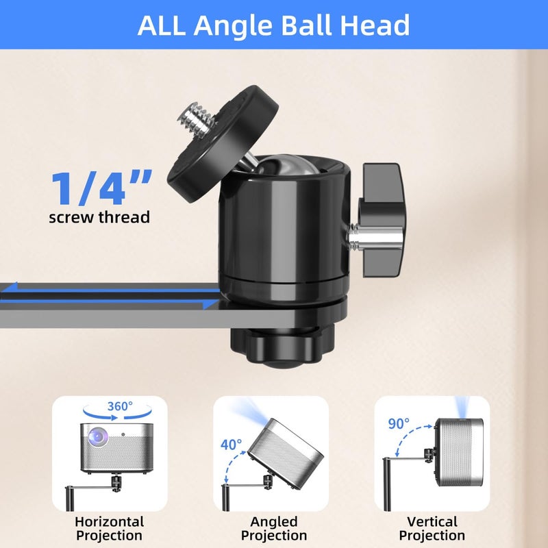 suptek Projector Stand Against Wall Hidden Stand, 360Â°Swivel, Height Adjustable, Mini Projector Mount Bracket, Compatible with Home Office Video Vlog DVR Camera, PR001FP - Image 4