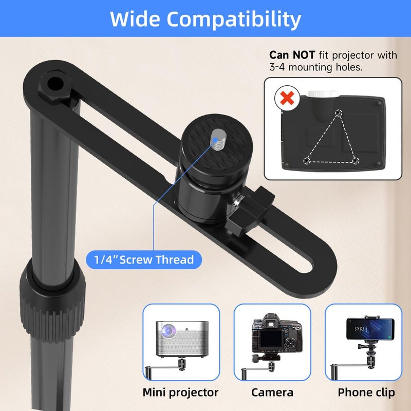 suptek Projector Stand Against Wall Hidden Stand, 360Â°Swivel, Height Adjustable, Mini Projector Mount Bracket, Compatible with Home Office Video Vlog DVR Camera, PR001FP - Image 5