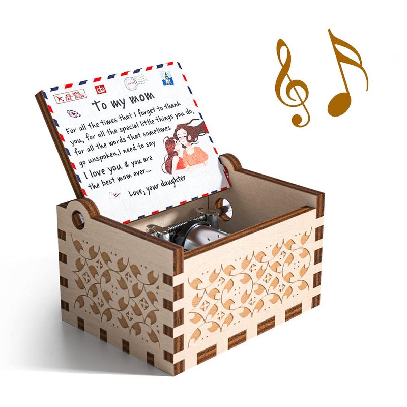 Ucuber Ucuber Music Box for Mom from Daughter Mini Cute Box Printed Pattern Best Gift for Birthday Mothers Day You are My Sunshine 