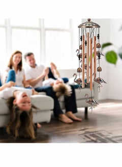 Excefore أجراس الرياح للخارج، أجراس الرياح للطيور بصوت عميق مع أنابيب معدنية وكتف للتعليق للديكور الخارجي لحديقة الفناء (برونزي)  - Image 2