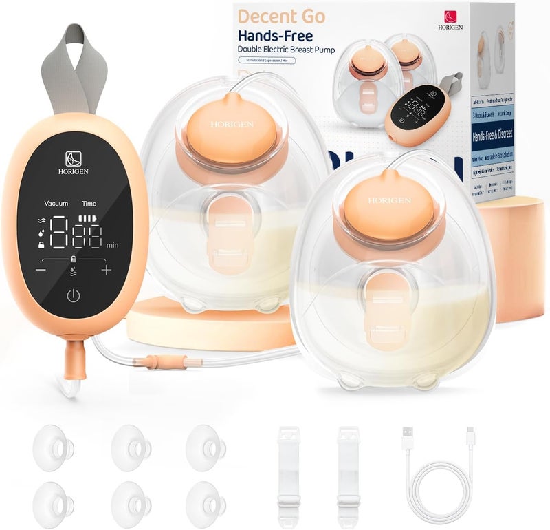Horigen Upgraded Wearable Hands Free Breast Pump: D6 Portable Low Noise Breastfeeding Pumps with 3 Modes & 9 Levels & Memory Function | Leak-Proof Double-Seal Design | Strong Suction 15/17/21/25mm Flange - Image 1
