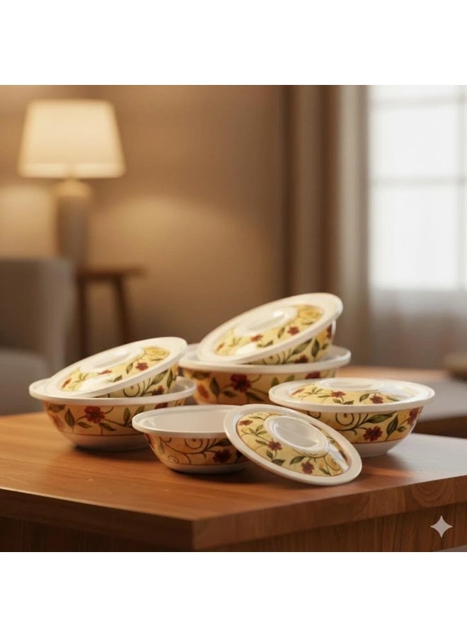 دانيا تمريات ميلامين بنقشة ورد جوري مقاس 12.5 سم 6 قطعة - Image 1