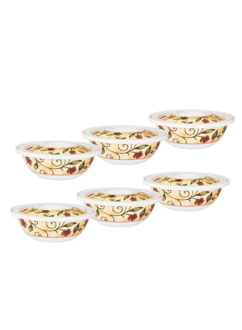 دانيا تمريات ميلامين بنقشة ورد جوري مقاس 12.5 سم 6 قطعة - Image 2