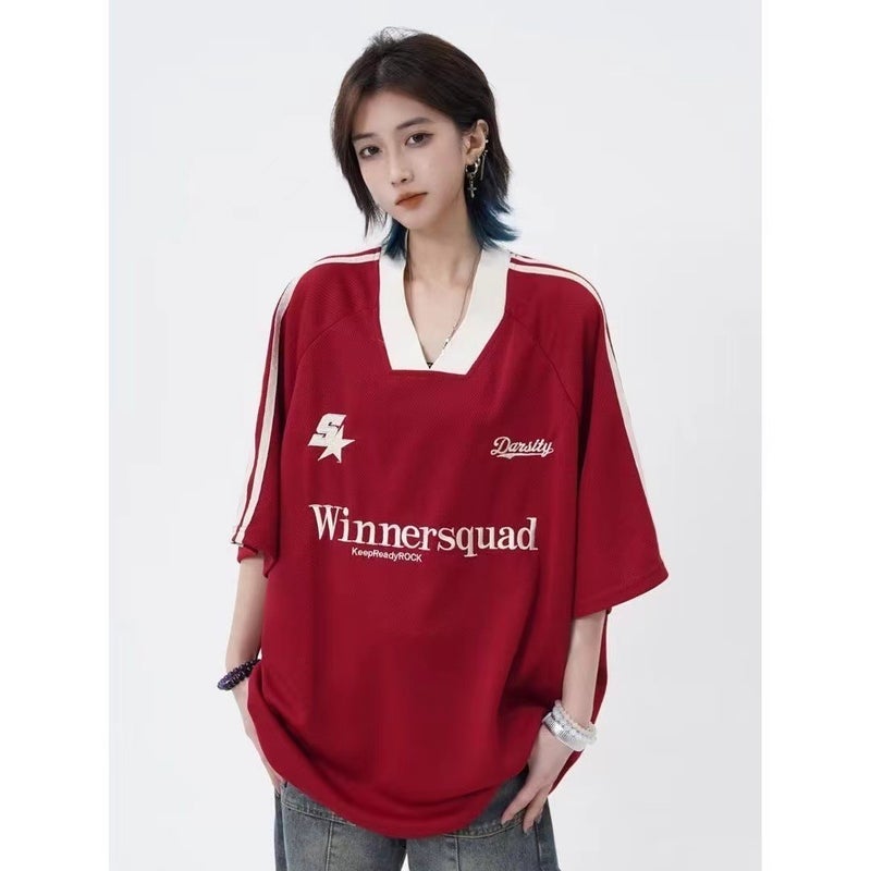 American Style Oversize Men's V-Neck Short-Sleeved T-Shirt – Casual Summer Fashion - Image 4