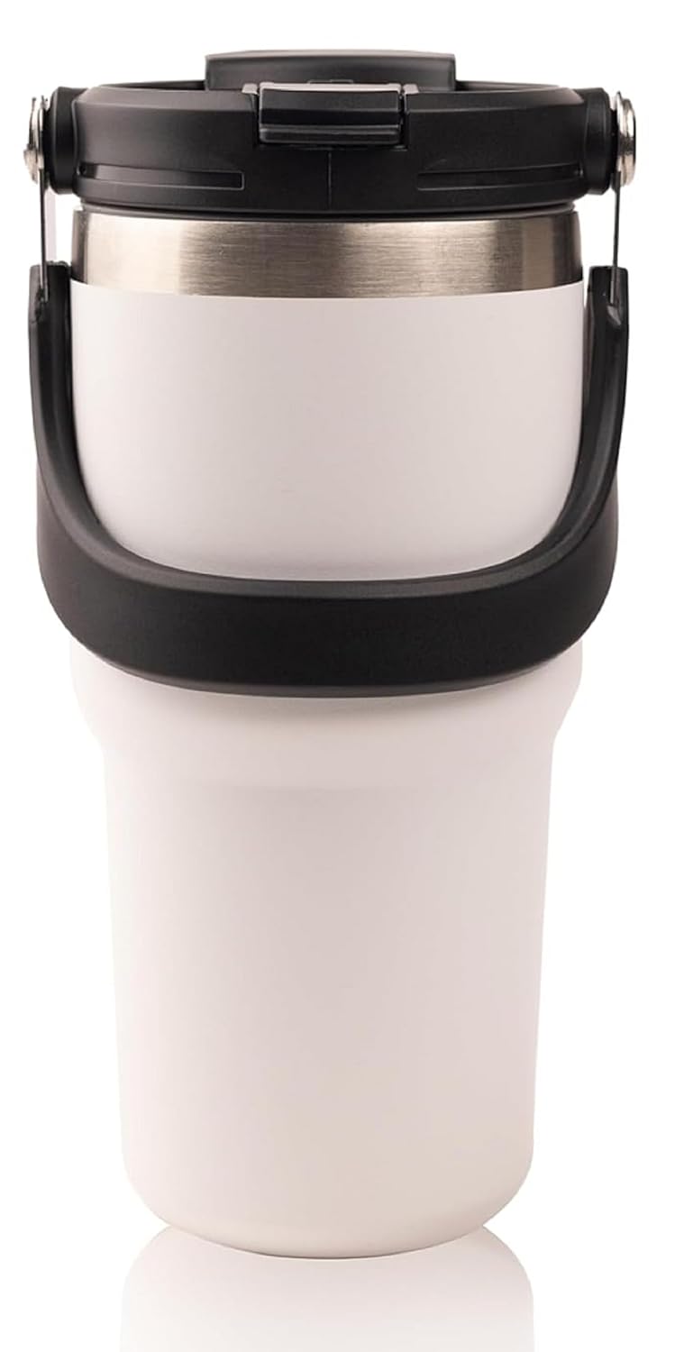 BLAGO 30oz 900ML Stainless Steel Double Vacuum Insulated Tumbler with Lid and Straw for Hot and Cold Beverages 1 White - Image 1