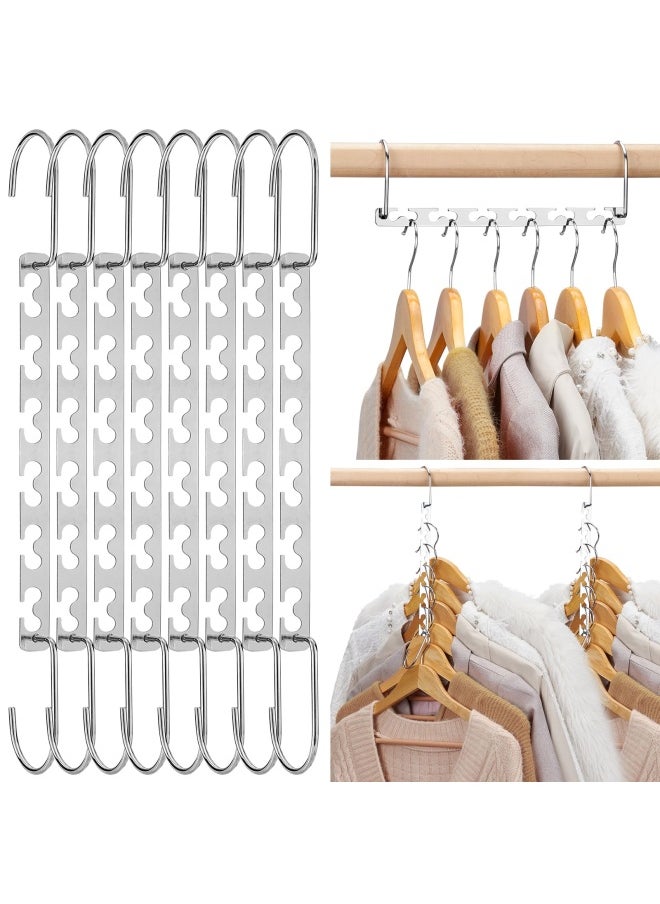 HOUSE DAY 10.5 Inch Closet Space Saving Wardrobe Clothing Magic Hangers Oragnizer Heavy Chrome Hangers Updated Hook Design Pack Of 8  - Image 1