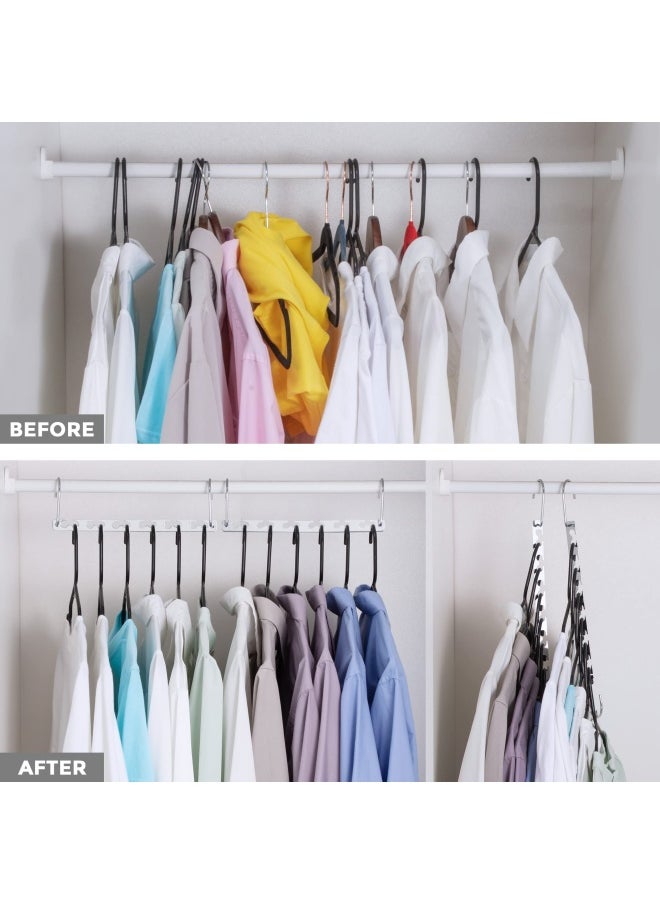 HOUSE DAY 10.5 Inch Closet Space Saving Wardrobe Clothing Magic Hangers Oragnizer Heavy Chrome Hangers Updated Hook Design Pack Of 8  - Image 3
