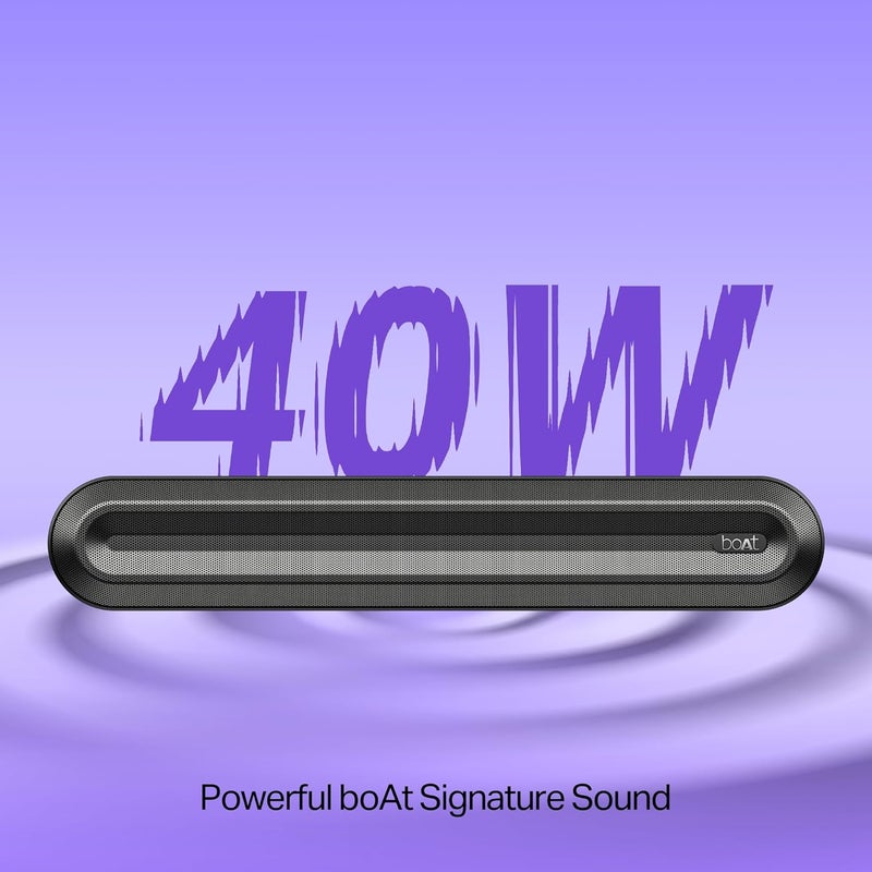 boAt 2025 Launch Aavante 2.1 300, 40W Signature Sound, 2.1 CH w/Wired Subwoofer, Multiple Ports, EQ Modes, Remote Control, Bluetooth Sound bar, Home Theatre Soundbar Speaker (Premium Black) - Image 2