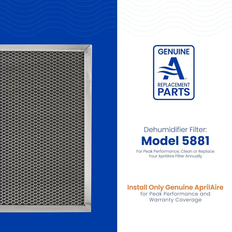 Aprilaire AprilAire 5881 Washable MERV 8 Dehumidifier Filter for WholeHouse Dehumidifiers E080 and E100 or Dehumidifying Ventilator 8192A 12x135x1 Pack of 1 - Image 2