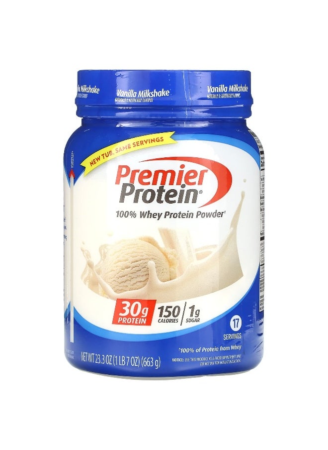 Premier Protein Premier Protein, 100% Whey Protein Powder, Vanilla Milkshake, 1 lb 7 oz (663 g)  - Image 1
